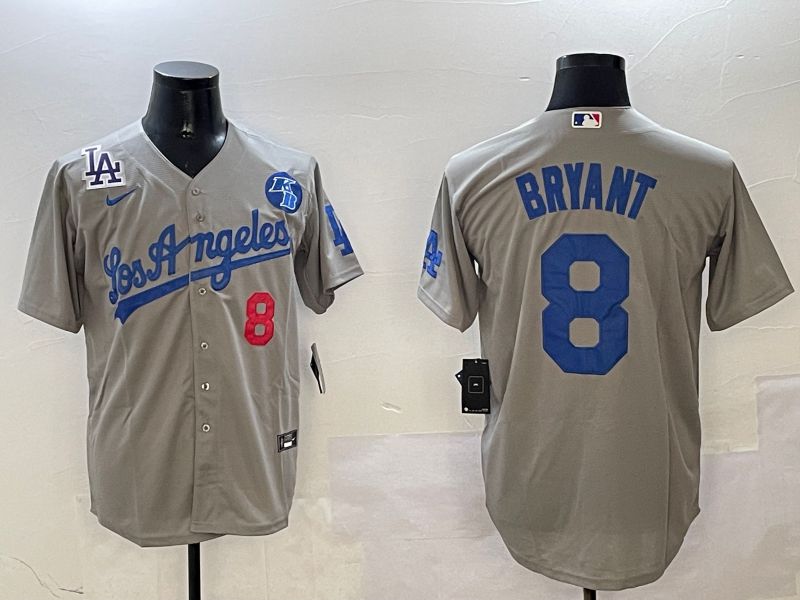 Men Los Angeles Dodgers #8 Bryant Grey Game 2025 Nike MLB Jersey style 2